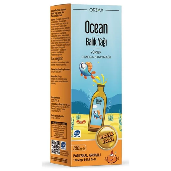 Ocean Portakal Aromalı Balık Yağı 150 ml Şurup - Görsel 6