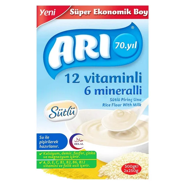 Arı Mama 12 Vitaminli 6 Mineralli Sütlü Pirinç Unu Kaşık Maması 500 Gr - Görsel 4