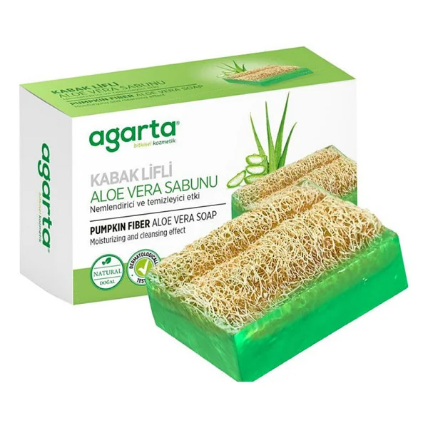 Agarta 2 Li Set Doğal Kabak Lifli El Yapımı Aloe Vera Sabunu 125 Gr - Görsel 2