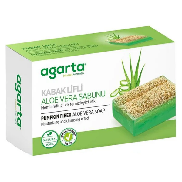 Agarta 2 Li Set Doğal Kabak Lifli El Yapımı Aloe Vera Sabunu 125 Gr - Görsel 3