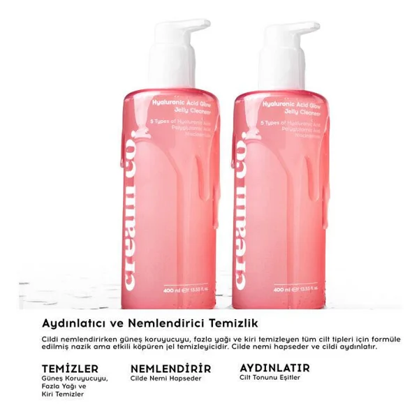 Cream Co. Hyaluronic Acid Glow Jelly Leke Karşıtı 400 Ml Yüz Temizleme Jeli - Görsel 2