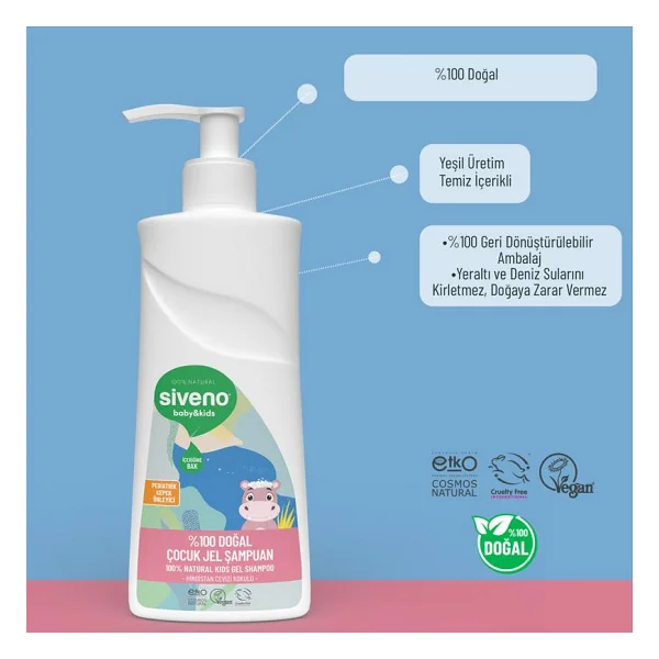 Siveno Doğal Bebek Çocuk Konak Önleyici Jel Şampuan 325 Ml - Görsel 4