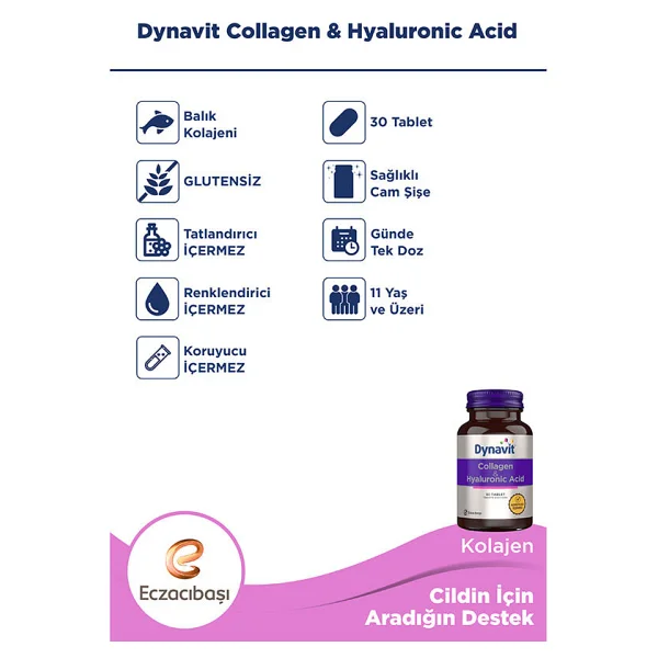 Dynavit Collagen Hyaluronic Acid 30 Tablet - Görsel 7