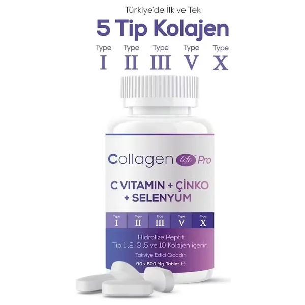 Collagen Life Pro C Vitamin Çinko Selenyum 500 Mg 90 Tablet - Görsel 4