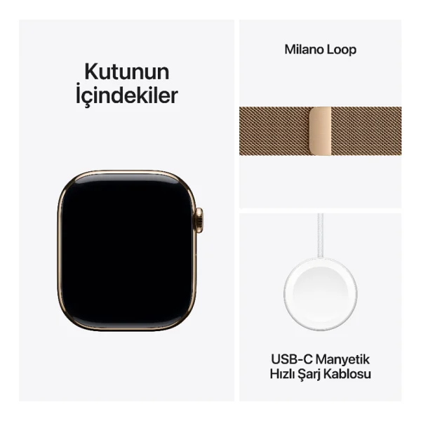Apple Watch Series 10 GPS + Cellular 42mm Natürel Titanyum Kasa Ve Natürel Milano Loop Kordon Akıllı Saat - Görsel 5