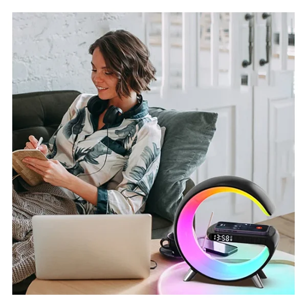 Ally 15w Kablosuz Şarj Standlı Bluetooth Hoparlör RGB Gece Lambası-(5775) - Seçenek Mevcut Değil - Görsel 5