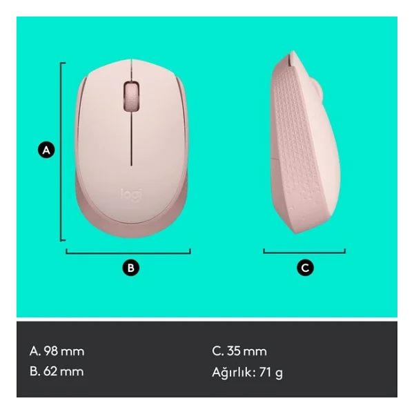 Logitech M171 910-006865 Pembe Optik Kablosuz Mouse - Görsel 9