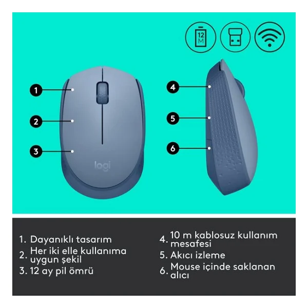 Logitech M171 Optik Kablosuz Mouse - Görsel 8