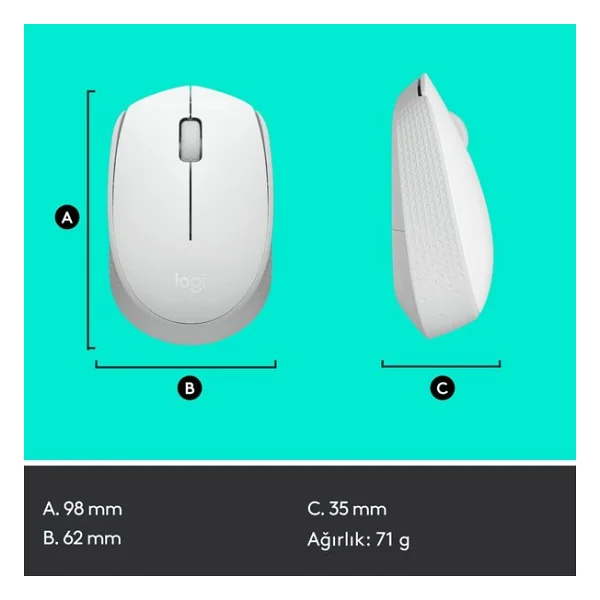 Logitech M171 910-006867 Beyaz Optik Kablosuz Mouse - Görsel 8