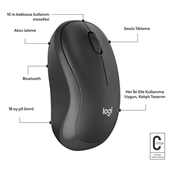 Logitech M240 910-007119 Siyah Sessiz Optik Kablosuz Mouse - Görsel 2