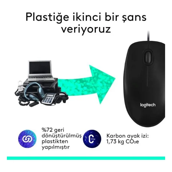Logitech M100 Optik Kablolu Mouse - Görsel 10