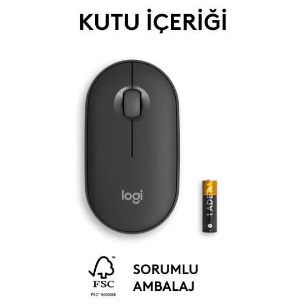 Logitech Pebble 2 M350s 910-007015 Siyah Sessiz Optik Kablosuz Mouse - Görsel 3