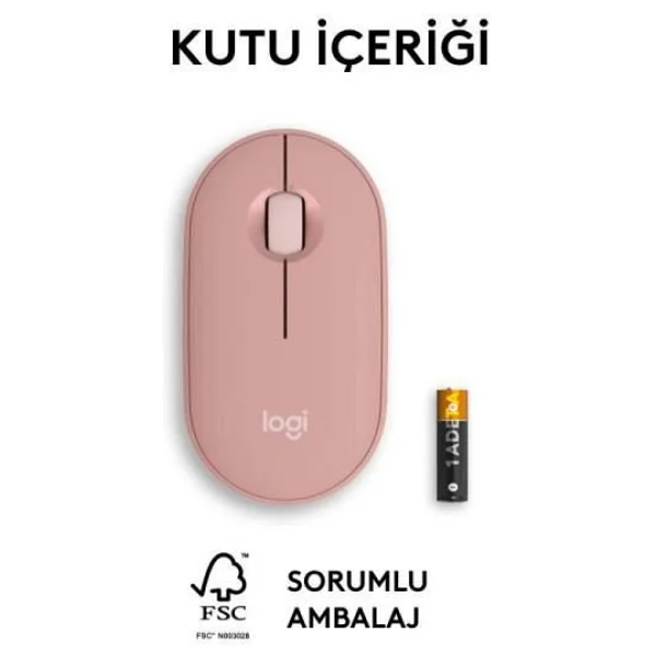 Logitech Pebble 2 M350s 910-007014 Pembe Sessiz Optik Kablosuz Mouse - Görsel 3