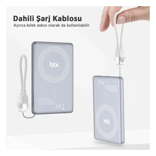 Bix PB114 5000 mAh Hızlı Şarj MagSafe Powerbank - Görsel 3