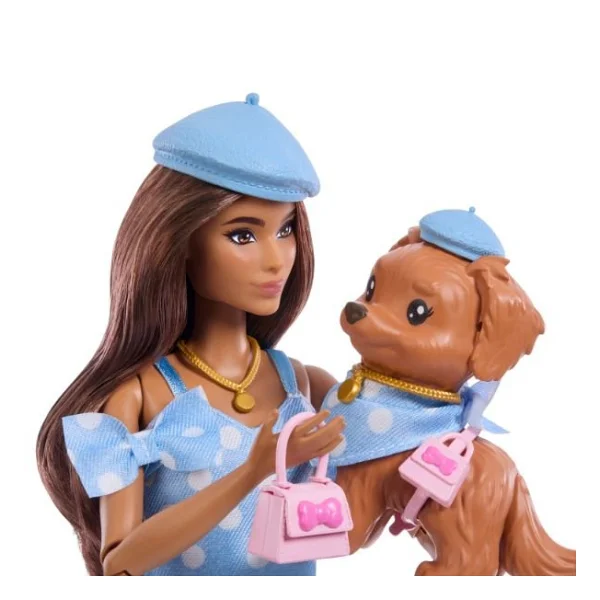 Barbie Uyumlu Dostlar Kahverengi Saçlı Bebek Ve Köpekçiği Jfp38 - Görsel 10