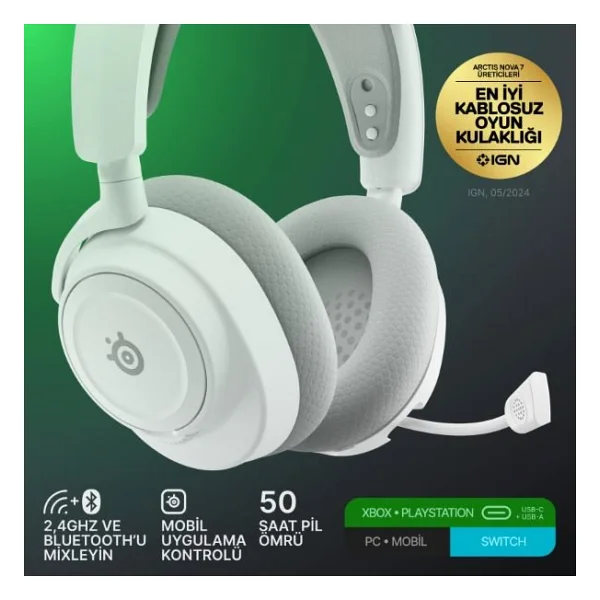 Steelseries Arctis Nova 7x Gen 2 Kablolu/Kablosuz Kulak Üstü Oyuncu Kulaklığı - Görsel 2
