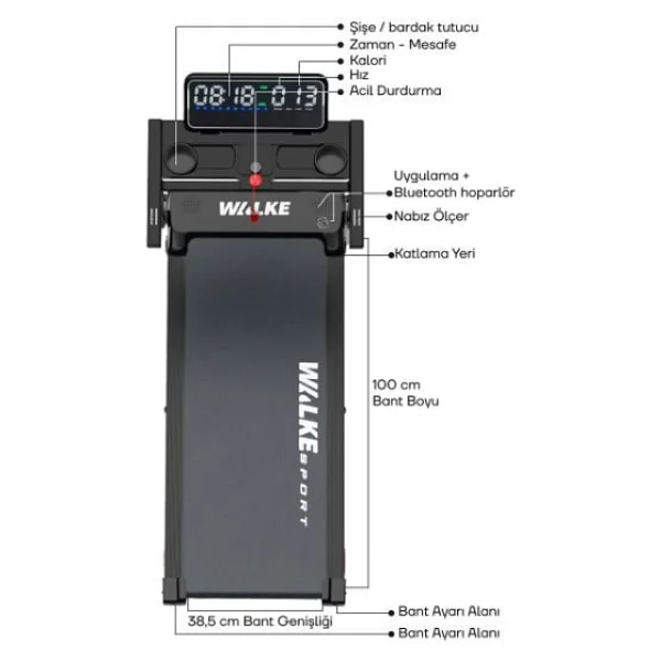 Walke Premium Kompakt Katlanabilir Koşu Bandı - Görsel 2