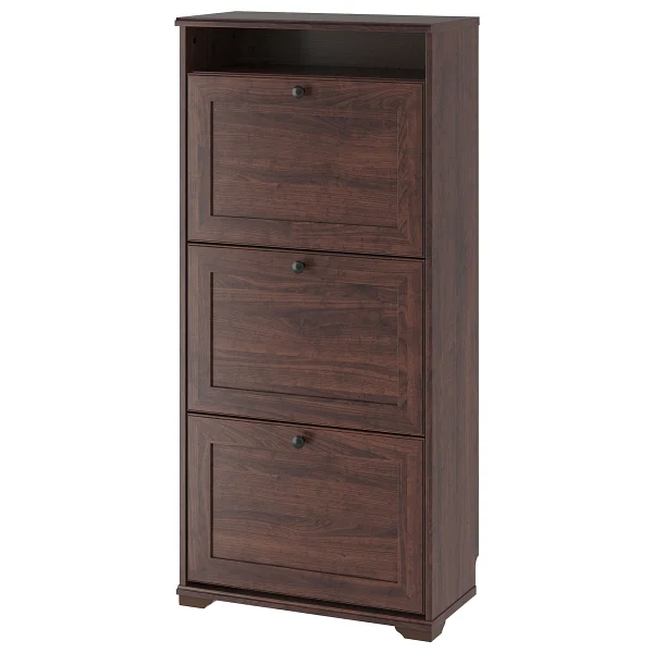 IKEA Brusalı Kahverengi 61x130 cm 3 Kapaklı Ayakkabılık - Görsel 2