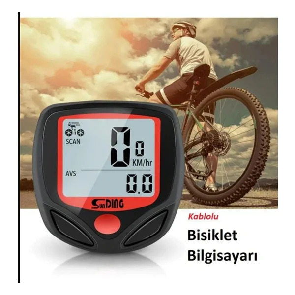 Kablosuz Bisiklet Km Hız Göstergesi Sayacı Su Geçirmez Lcd Çift Renk Ekranlı LED Kilometre Saati Siyah - Görsel 6