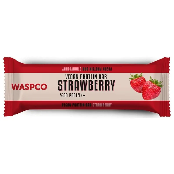 Waspco Vegan Çilekli Protein Bar 40g - Görsel 9