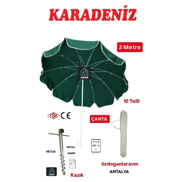 Ods Sunminyum 225X225 Polyester Kumaşlı + 50 Litre Bidonlu Bahçe Şemsiyesi - Turkuaz - Görsel 9