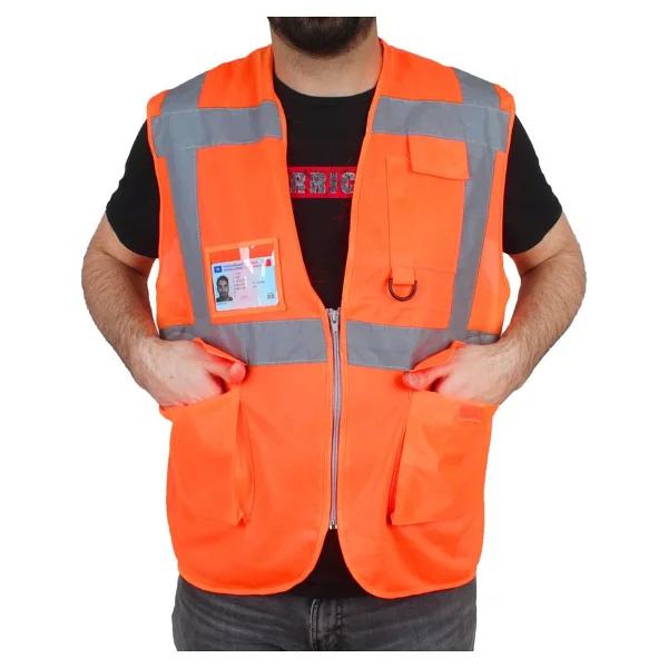 Ikaz Yeleği 5 Cm Çift Reflektörlü Turuncu Ikaz Yeleği - Görsel 6