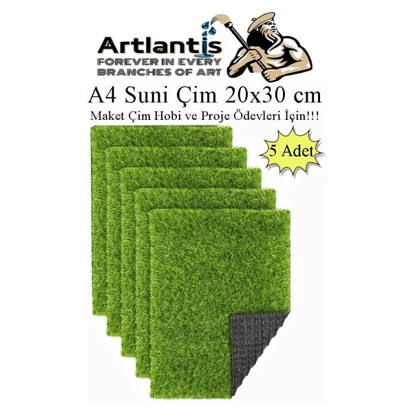 Artlantis Yapay Çim A4 20x30 Cm 3 Adet A4 Boyutunda Maket Çim Dekorati Yapay Çim Halı Teraryum Suni Çim - Görsel 8