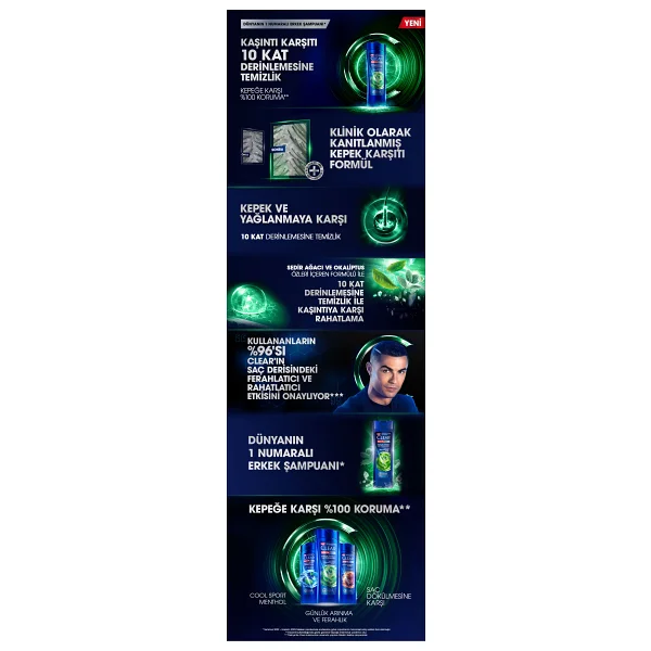 Clear Men Günlük Arınma Ve Ferahlık 350 Ml Kepek Şampuanı - Görsel 7