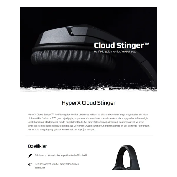 Hyperx Cloud Stinger Core 4p5j8aa Hx-Hscsc-Bk Kablolu Kulak Üstü Oyuncu Kulaklığı - Görsel 6