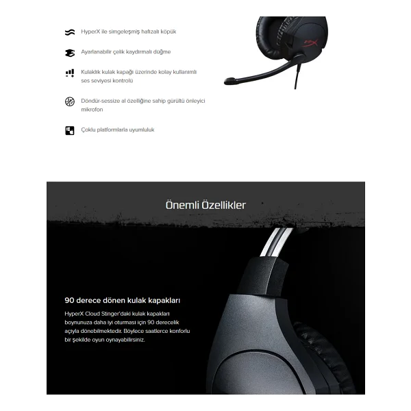 Hyperx Cloud Stinger Core 4p5j8aa Hx-Hscsc-Bk Kablolu Kulak Üstü Oyuncu Kulaklığı - Görsel 7