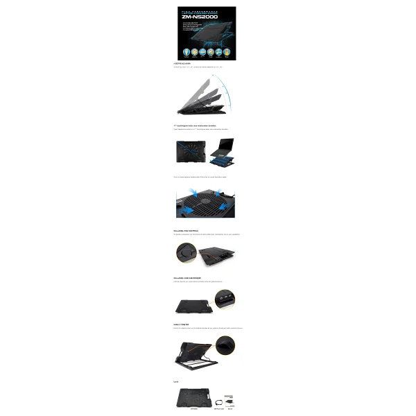 Zalman Zm-Ns2000 1 Fanlı USB 2.0 17" Laptop Soğutucu - Görsel 6