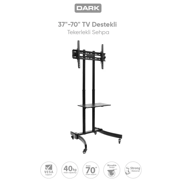 Dark Vs02 37-70 İnç Tekerlekli TV Standı - Görsel 9