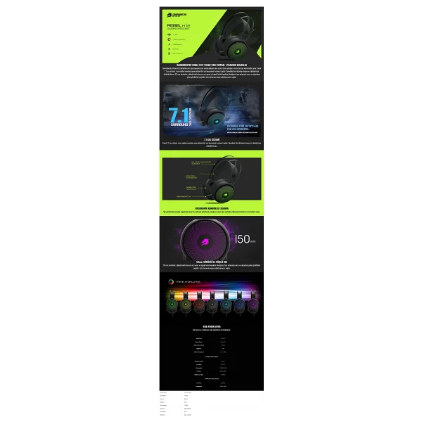 Gamebooster Rebel GB-H12 RGB 7.1 USB Kablolu Kulak Üstü Oyuncu Kulaklığı - Görsel 6
