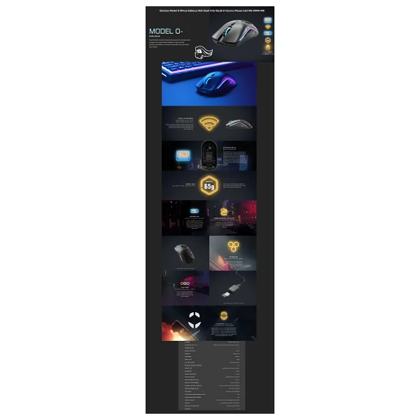 Glorious Model O Glo-Ms-Ow-MB Mat Siyah RGB Şarjlı Optik Kablosuz Oyuncu Mouse - Görsel 8