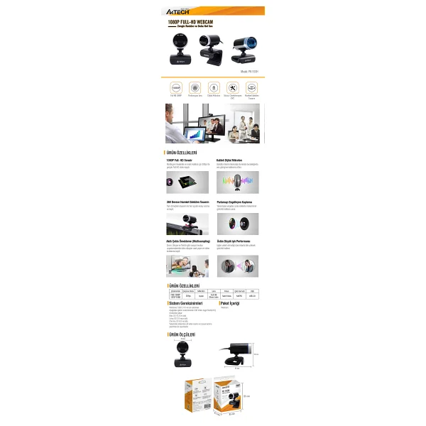 A4 Tech Pk-910h Mikrofonlu Webcam - Görsel 2