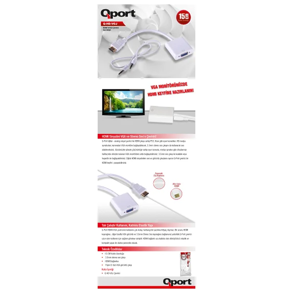 Qport Q-HD-Vgj Hdmı To Vga Dönüştürücü - Görsel 5
