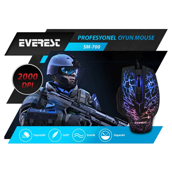 Everest Sm-700 Lazer Kablolu Oyuncu Mouse - Görsel 6