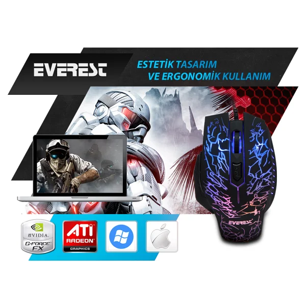 Everest Sm-700 Lazer Kablolu Oyuncu Mouse - Görsel 7
