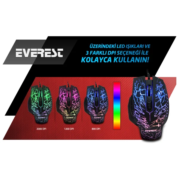 Everest Sm-700 Lazer Kablolu Oyuncu Mouse - Görsel 9