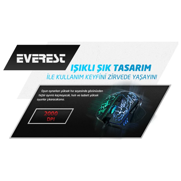 Everest Sm-700 Lazer Kablolu Oyuncu Mouse - Görsel 10