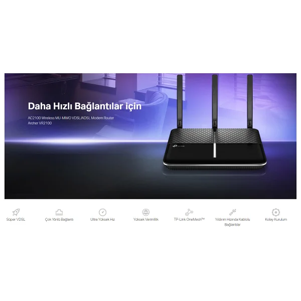 Tp-Link Archer Vr2100 4 Port 2100 Mbps 5ghz Vdsl2 Modem - Görsel 5
