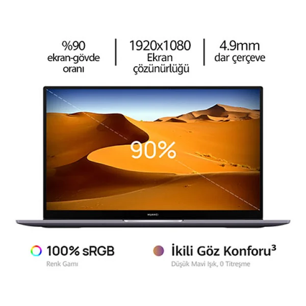 Huawei Matebook D16 Ryzen 5 4600h 16 GB 512 GB SSD Radeon Graphics 16.1" Full HD Notebook - Görsel 9