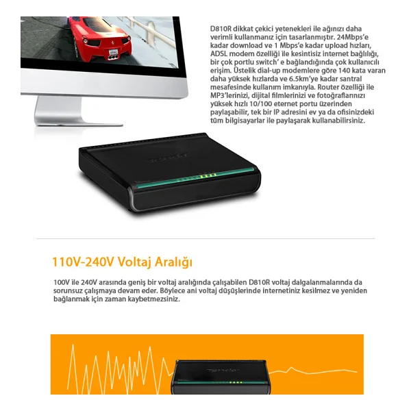 Tenda D810r 1 Port 24 Mbps Adsl2+ Modem - Görsel 5