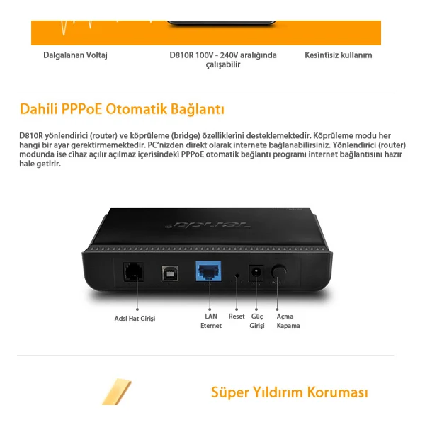 Tenda D810r 1 Port 24 Mbps Adsl2+ Modem - Görsel 6