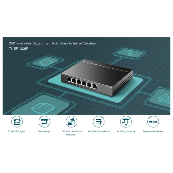 Tp-Link Tl-Sf1006p 6 Port 10/100 Mbps Switch - Görsel 7