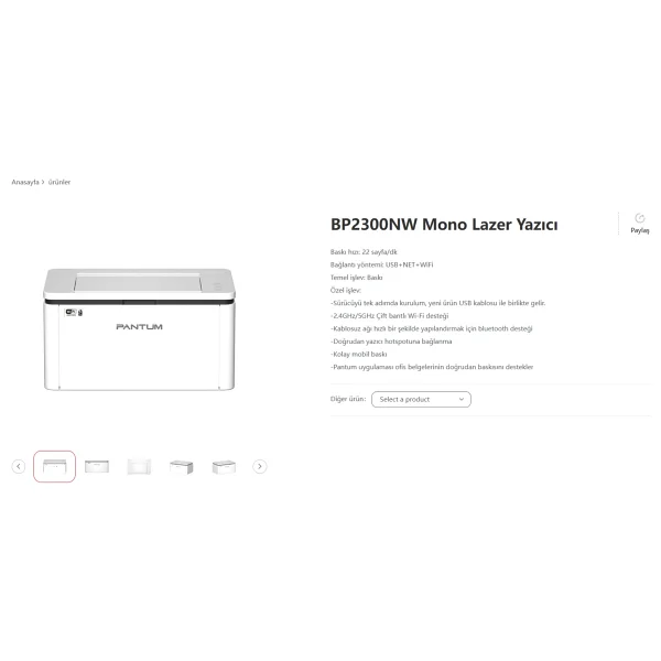 Pantum Bp2300nw Wi-Fi Mono Lazer Yazıcı - Görsel 5