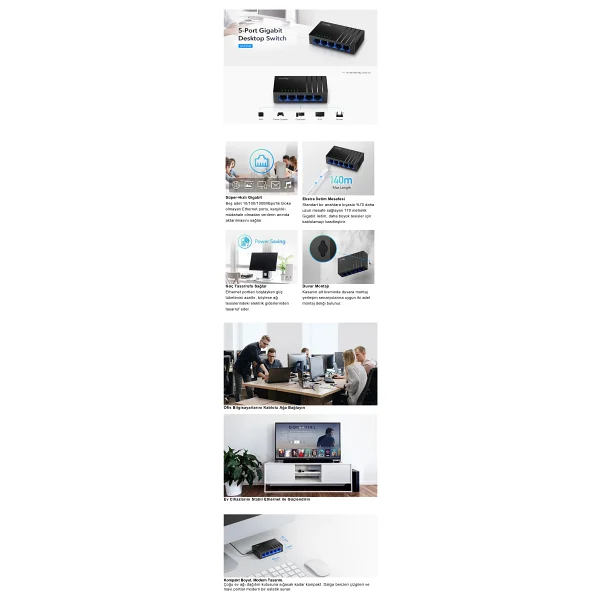 Cudy Gs105d 5 Port 10/100/1000 Mbps Gigabit Switch - Görsel 6