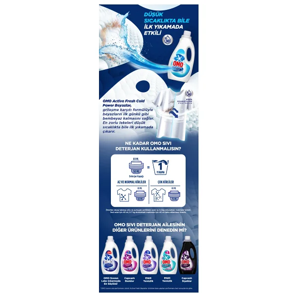 Omo Active Fresh Cold Power Beyazlar İçin Sıvı Deterjan 1.5 Lt - Görsel 10