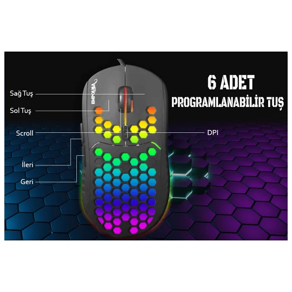 Inca Img-346 Empousa RGB Makrolu Kablolu Optik Oyuncu Mouse - Görsel 8