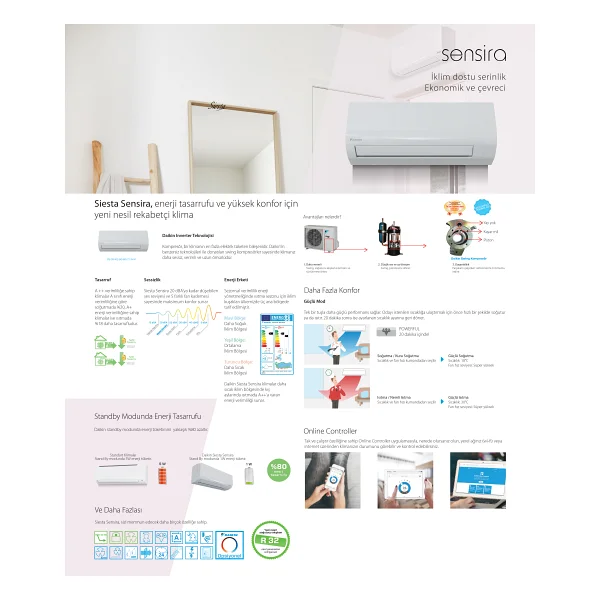 Daikin Sensira Ftxf25e 9000 Btu A+++ Inverter Duvar Tipi Klima - Görsel 8